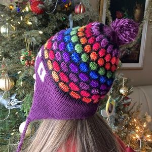 Purple Hat and Gloves Set